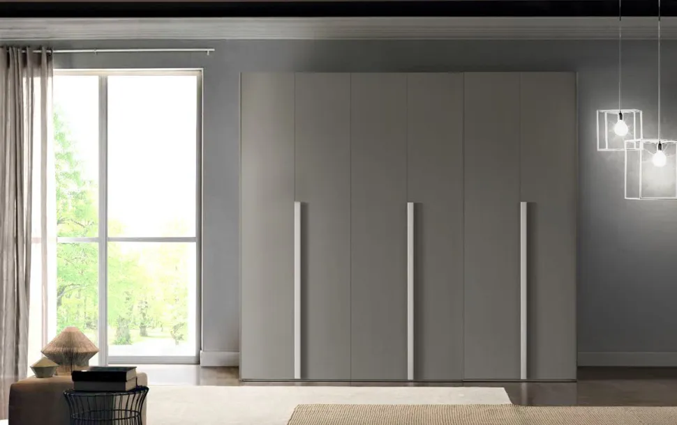 Armadio Martin 6 ante battenti linea Domino finitura Grigio Londra