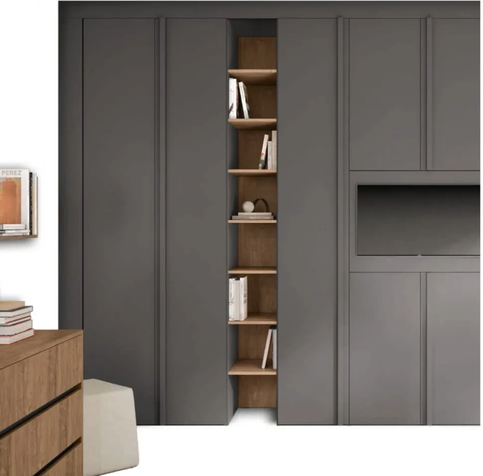 Armadio Master con ante battenti e librerie linea Volo disponibile in 2 misure