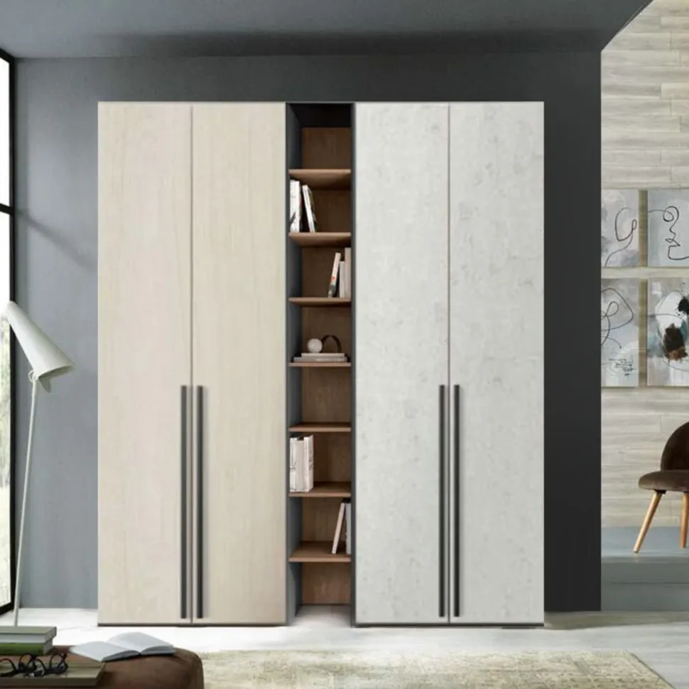 Armadio Master con ante battenti e librerie linea Volo disponibile in 2 misure