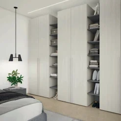 Armadio Mix con ante battenti e librerie linea Volo disponibile in 2 misure