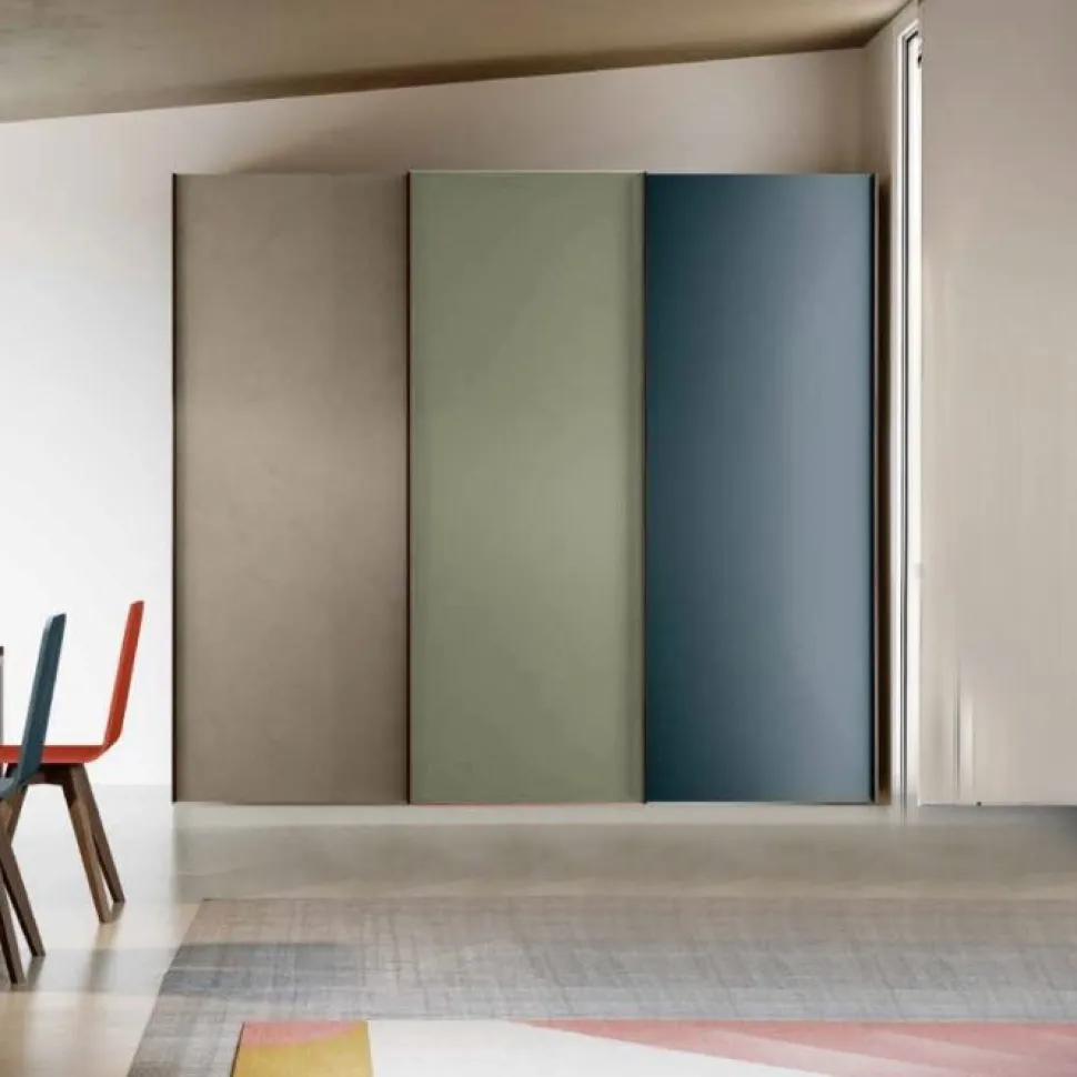 Armadio moderno 3 ante scorrevoli Argilla, Agave e blu Petrolio disponibile in 2 misure e vari colori