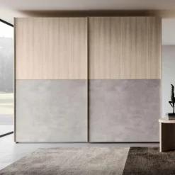 Armadio moderno 2 ante scorrevoli Olmo e Ardesia Cemento disponibile in vari colori
