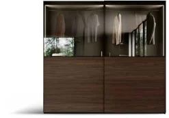 Armadio moderno 2 ante scorrevoli con inserti Specchio o vetro Fumè disponibile in vari colori