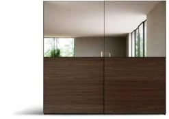 Armadio moderno 2 ante scorrevoli con inserti Specchio o vetro Fumè disponibile in vari colori