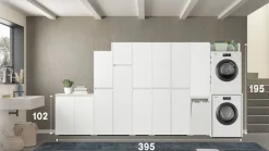 Armadio multifunzionale per lavanderia salvaspazio Bianco frassino L 205 con armadio portascope