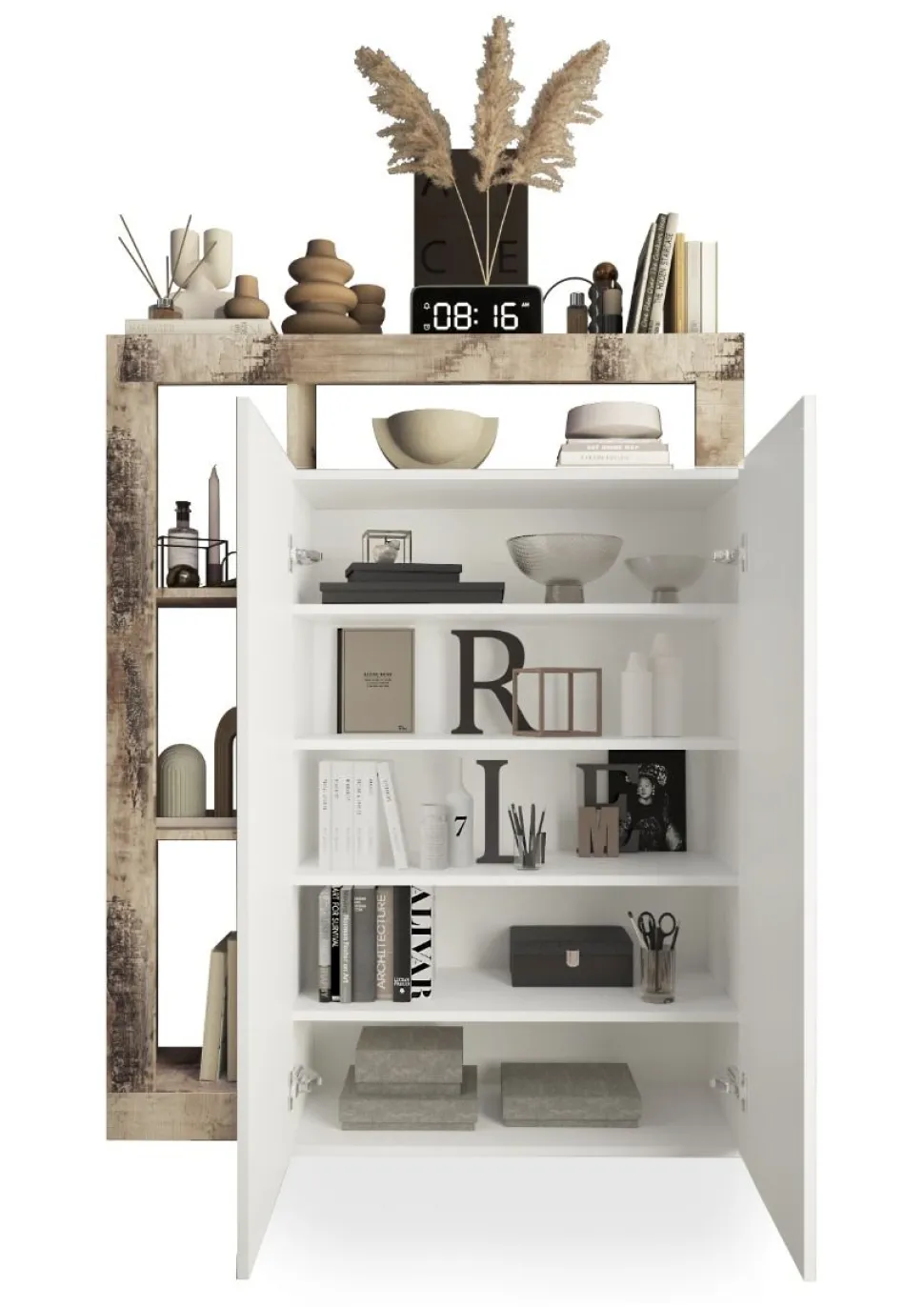 Armadio Multiuso linea Frame in finitura Bianco Lucido e Pero