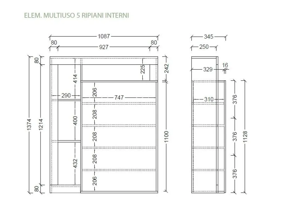 Armadio Multiuso linea Frame in finitura Bianco Lucido e Pero