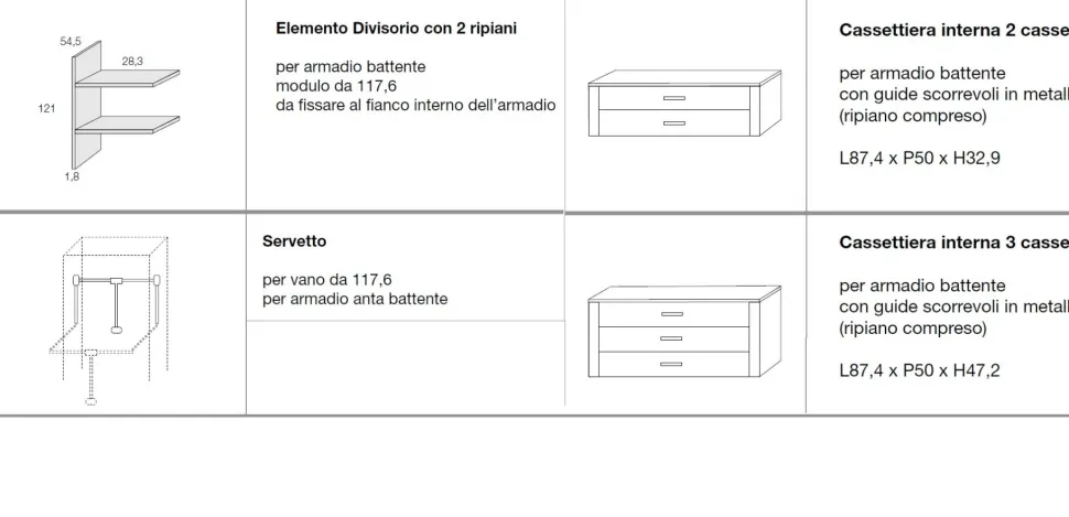 Armadio Muriel 2 ante scorrevoli linea Domino finitura Grigio Londra e Cachemire