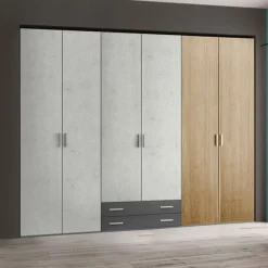 Armadio Roger 6 ante battenti e 2 cassetti linea Volo disponibile in 2 misure e vari colori