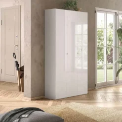 Armadio Scarpiera 3 ante battenti con 12 ripiani finitura Bianco Lucido