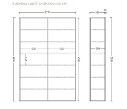 Armadio Scarpiera 4 ante battenti con 12 ripiani finitura Bianco Lucido