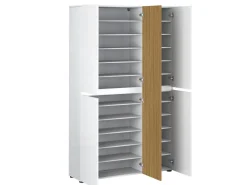 Armadio Scarpiera Salvaspazio Lady 5 ante Bianco Lucido e Rovere Cannettato