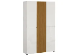 Armadio Scarpiera Salvaspazio Lady 5 ante Bianco Lucido e Rovere Cannettato