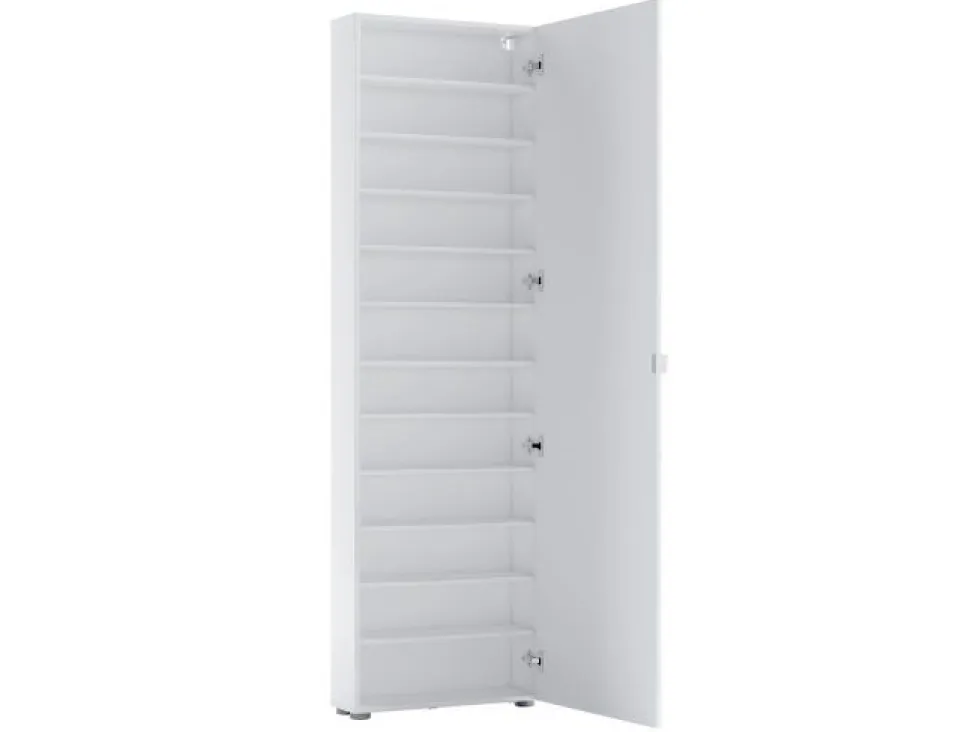 Armadio Scarpiera stretta 1 anta battente a specchio Fit in finitura Bianco Lucido