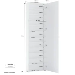 Armadio Scarpiera stretta 1 anta battente a specchio Fit in finitura Bianco Lucido