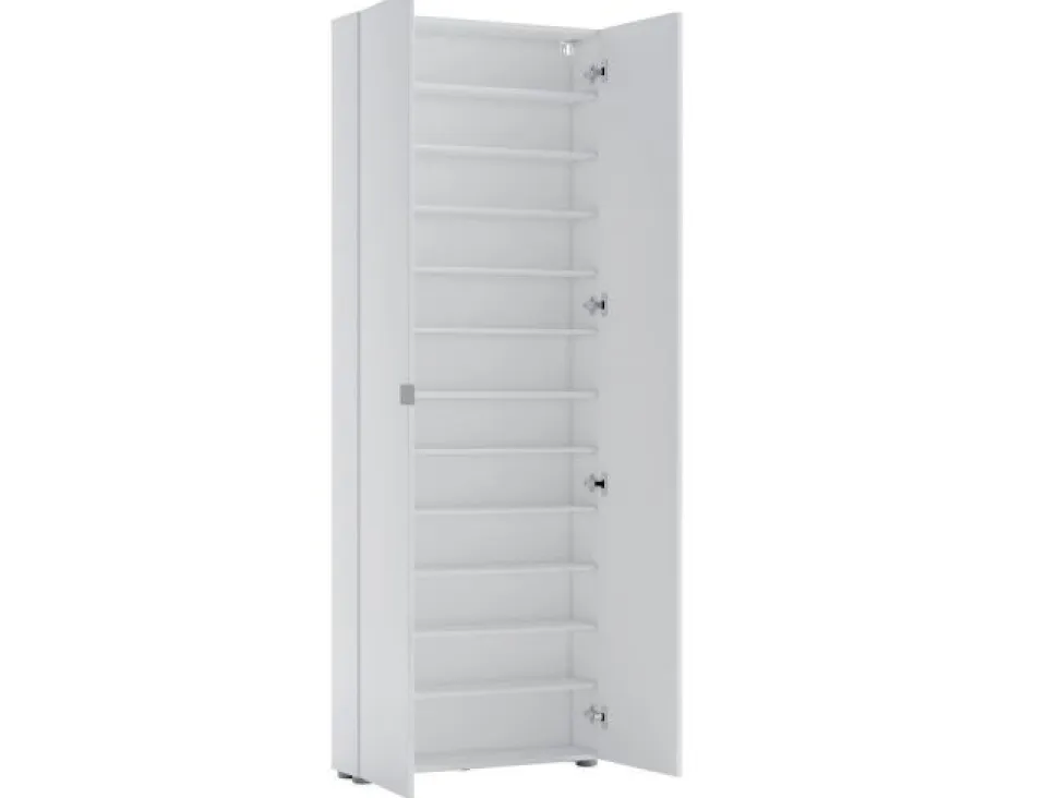 Armadio Scarpiera stretta 2 ante battenti con specchio Fit in finitura Bianco Lucido
