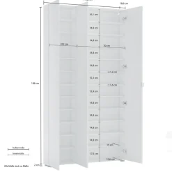 Armadio Scarpiera stretta 3 ante battenti con specchio Fit in finitura Bianco Lucido