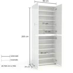 Armadio scarpiera stretta 4 ante battenti Master disponibile in 2 colori