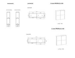 Armadio scorrevole moderno finitura Grigio cenere con 2 ante Line disponibile in 4 misure e vari colori