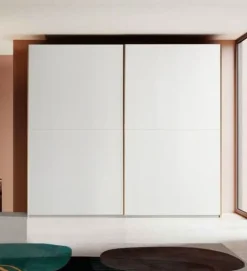 Armadio scorrevole moderno finitura Grigio cenere con 2 ante Line disponibile in 4 misure e vari colori