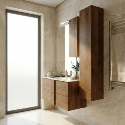 Bagno a due cassetti Oregon sospeso in finitura Rovere Mercure