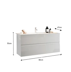 Bagno a due cassetti sospeso Agata in finitura Bianco Lucido