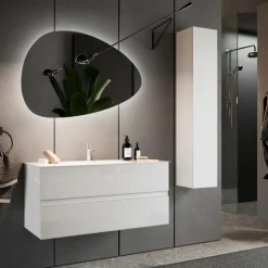 Bagno a due cassetti sospeso Agata in finitura Bianco Lucido