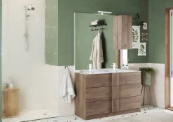 Bagno a tre cassetti Oregon con doppia vasca in finitura Rovere Mercure