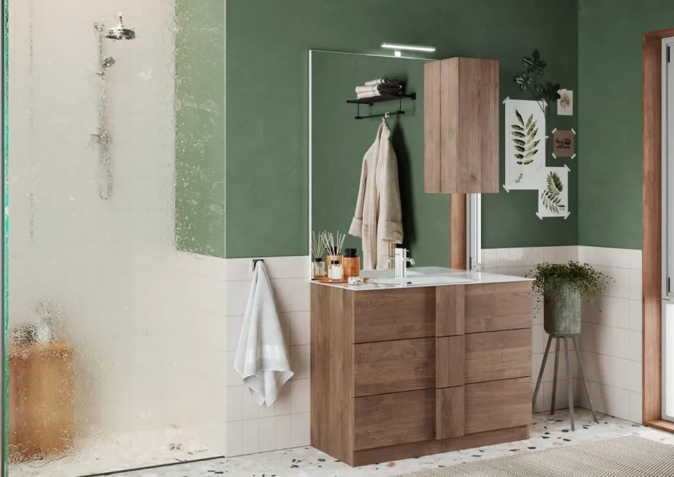 Bagno a tre cassetti Oregon in finitura Rovere Mercure
