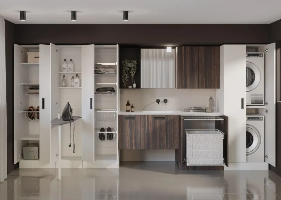 Bagno con lavabo integrato in ocritech Totus disponibile in vari colori
