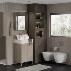Bagno monoblocco Compact 2 ante e lavabo in ocritech con doppio fondo disponibile in vari colori