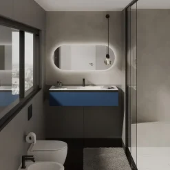 Bagno monoblocco sospeso 1 cassettone con maniglia a gola disponibile in vari colori