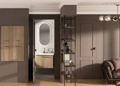Bagno monoblocco sospeso un anta con lavabo in ceramica con doppia profondità