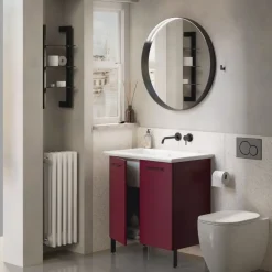 Bagno monoblocco un anta con lavabo in ceramica con doppia profondità