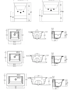 Bagno monoblocco un anta con lavabo in ceramica con doppia profondità
