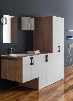 Bagno Totus con colonna coprilavatrice disponibile in vari colori