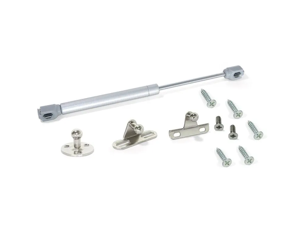 Braccetti per porte elevabili H, 5 kg, corsa 80 mm, con agganci, Acciaio e Tecnoplastica, Grigia metallizzata
