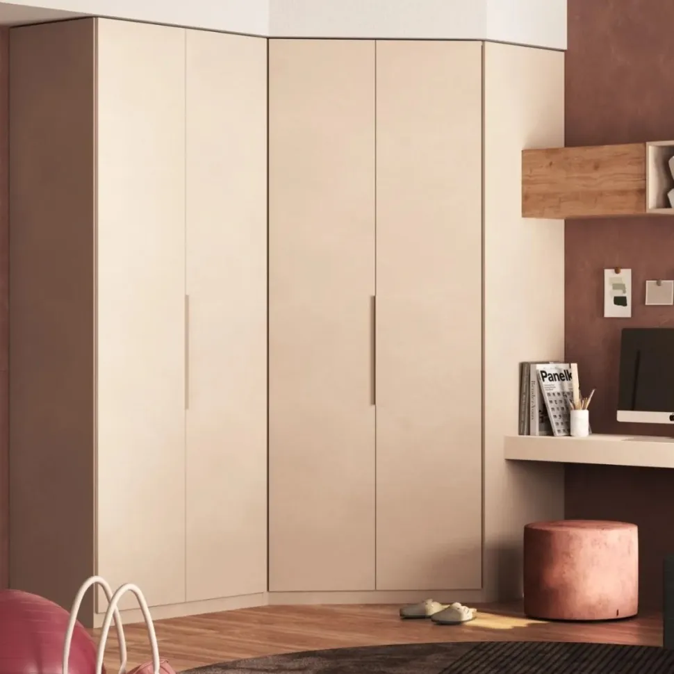 Cabina armadio ad Angolo 4 ante battenti finitura Cashmere