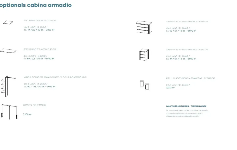 Cabina armadio angolare a vista finitura Cashmere disponibile in 4 colori