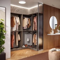 Cabina armadio angolare a vista finitura Cashmere disponibile in 4 colori