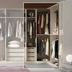 Cabina armadio angolare a vista finitura Cashmere disponibile in 4 colori