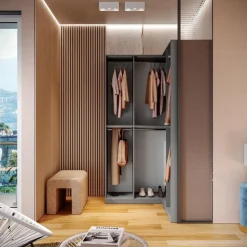 Cabina armadio a vista angolare componibile 145x240 finitura Bronzo disponibile in 4 colori