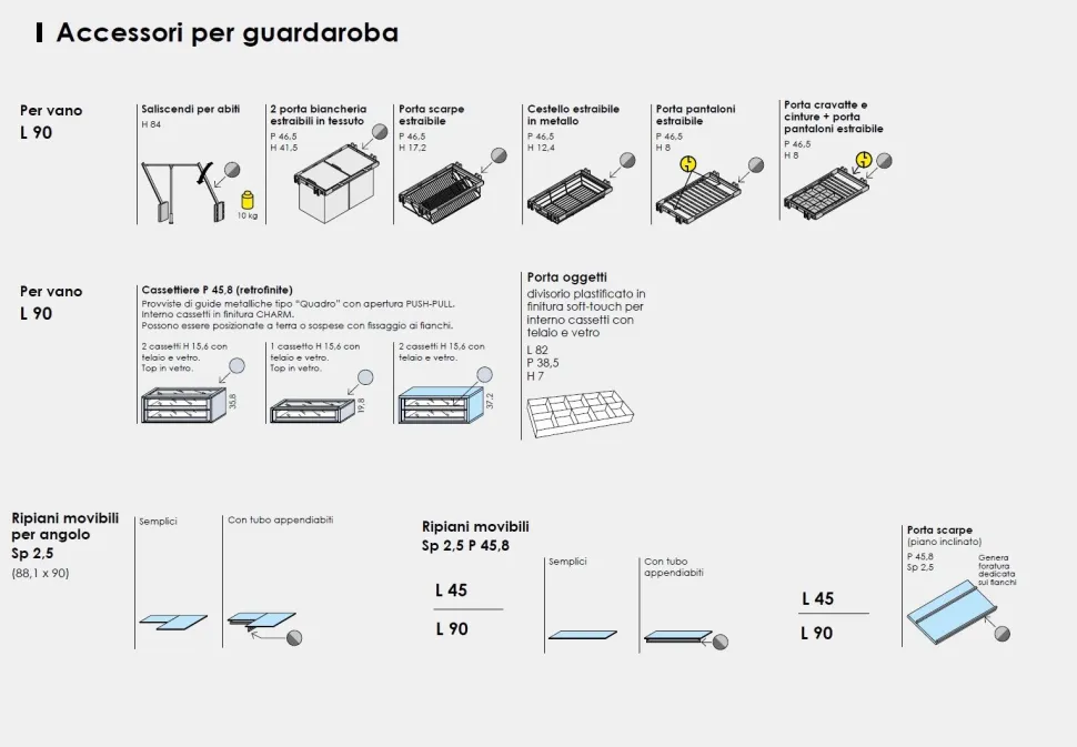 Cabina Armadio componibile con schienale Aldo disponibile in 3 altezze e 26 colori
