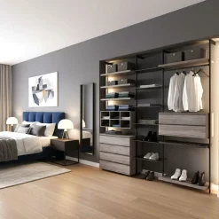 Cabina Armadio componibile Joy con mensole in Vetro