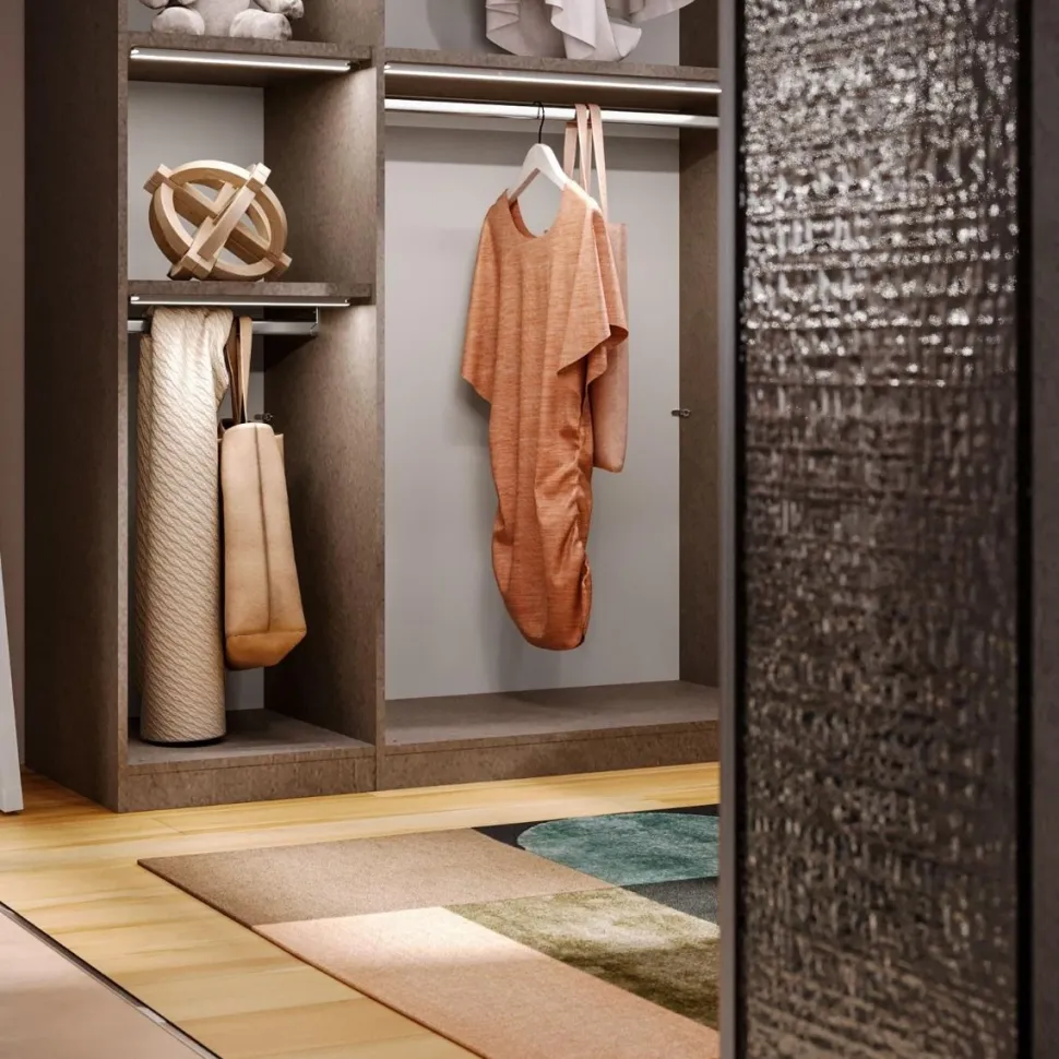Cabina armadio lineare a vista L 183 finitura Cashmere disponibile in 4 colori