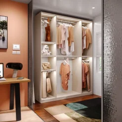 Cabina armadio lineare a vista L 183 finitura Cashmere disponibile in 4 colori