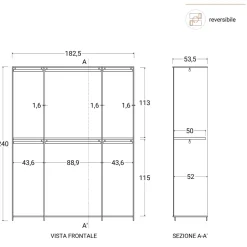 Cabina armadio lineare a vista L 183 finitura Cashmere disponibile in 4 colori