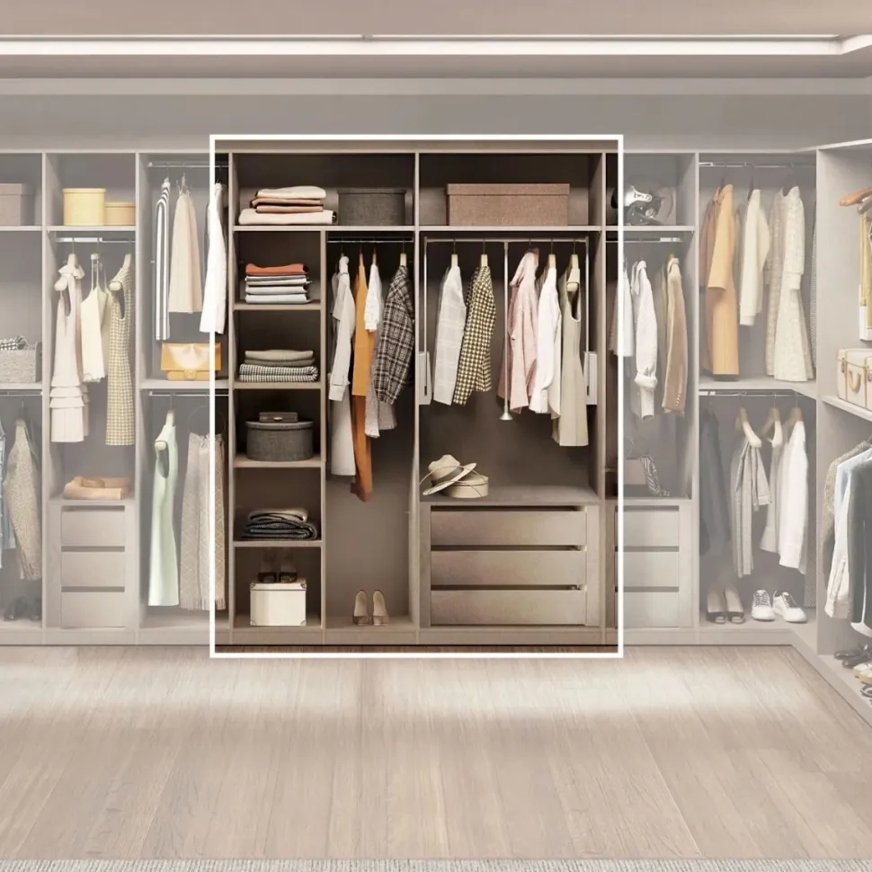 Cabina armadio lineare a vista L 183 finitura Bronzo disponibile in 4 colori
