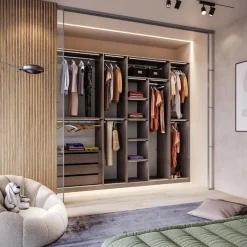 Cabina armadio lineare componibile 273x240h finitura Cashmere disponibile in 4 colori