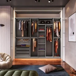 Cabina armadio lineare componibile 273x240h finitura Cashmere disponibile in 4 colori